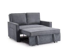 Home Detail Hugo 2 Seater Sofa Bed Pull Out Linen Fabric, Dark Grey - thumbnail 4
