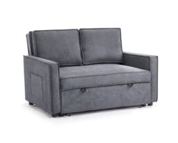 Home Detail Hugo 2 Seater Sofa Bed Pull Out Linen Fabric, Dark Grey - thumbnail 2
