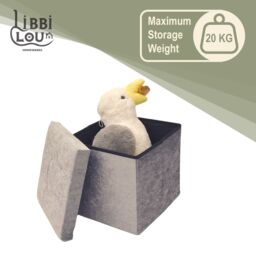 Libbi Lou Velvet Footstool Ottoman Storage Box 38x38x38cm in Grey - Size: 38 x 38 x 38 cm - thumbnail 2