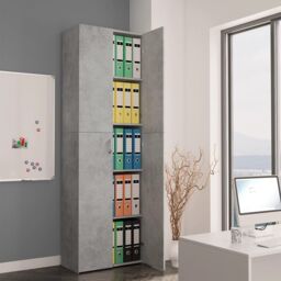 Berkfield Home Office Cabinet Concrete Grey 60x32x190 cm Engineered Wood - Size: 60 x 32 x 190 cm - thumbnail 1