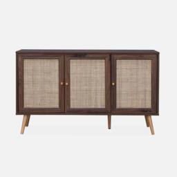sweeek 120cm sideboard cabinet with wooden effect in Dark Brown - thumbnail 2