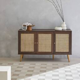 sweeek 120cm sideboard cabinet with wooden effect in Dark Brown - thumbnail 4