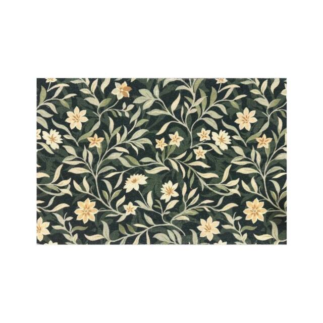 The Rug Shop UK Green Modern Floral Easy to Clean Mat - Size: 50 cm x 75 cm - image 1