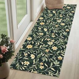The Rug Shop UK Green Modern Floral Easy to Clean Mat - Size: 50 cm x 75 cm - thumbnail 2