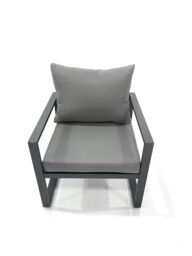 Fimous Garden Sofa Set Aluminium Furniture Rising Dining Tabe Set with 2 Chair 2 Small Footstools Side Table Dark Grey - thumbnail 6