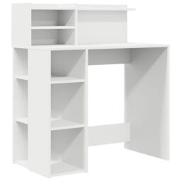 Berkfield Home Desk with Storage White 90x48x101.5 cm Engineered Wood - thumbnail 2