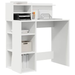 Berkfield Home Desk with Storage White 90x48x101.5 cm Engineered Wood - thumbnail 3