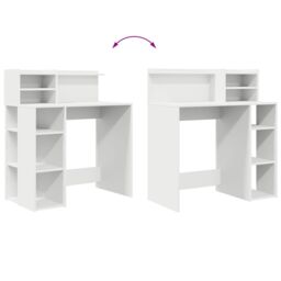 Berkfield Home Desk with Storage White 90x48x101.5 cm Engineered Wood - thumbnail 8