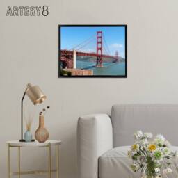 "Artery8 Highsmith Photo Golden Gate Bridge Framed Canvas Wall Art Print in Blue - Size: W12"" x H16""" - thumbnail 3