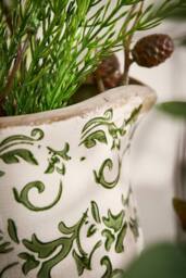 Dibor Set of 2 Luxury Irina Green Botanical Home Decor Pitcher Jug in Cream - Size: Large - thumbnail 4