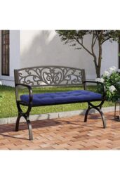 H&O Direct 130cm W x 50cm D Benches Seat Cushion in Navy - Size: 130 cm W x 50 cm D - thumbnail 1
