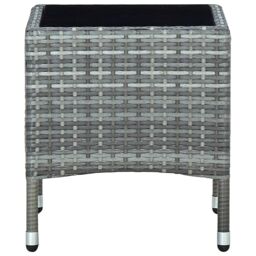 Berkfield Home Garden Table Grey 40x40x45 cm Poly Rattan - Size: 40 x 40 x 45 cm - thumbnail 2