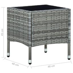 Berkfield Home Garden Table Grey 40x40x45 cm Poly Rattan - Size: 40 x 40 x 45 cm - thumbnail 5