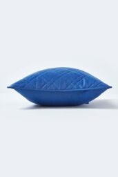 Homescapes Luxury Quilted Velvet Cushion Cover Geometric Pattern in Navy - Size: 45 cm x 45 cm - thumbnail 2