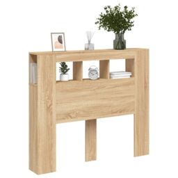 Berkfield Home LED Headboard Sonoma Oak 120x18.5x103.5 cm Engineered Wood in Brown - thumbnail 4