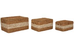 Orsina Lidi Set of Three Seagrass Baskets with Lids in Natural - thumbnail 4