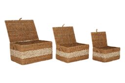 Orsina Lidi Set of Three Seagrass Baskets with Lids in Natural - thumbnail 5