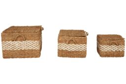 Orsina Lidi Set of Three Seagrass Baskets with Lids in Natural - thumbnail 3