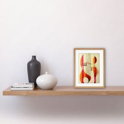 "Artery8 Wall Art Print Abstract Autumnal Boho Musical Music Symbol Clef in Cream Pink Copper Yellow Artwork Framed 9X7 Inch in Beige - Size: W7"" x H9""" - thumbnail 2