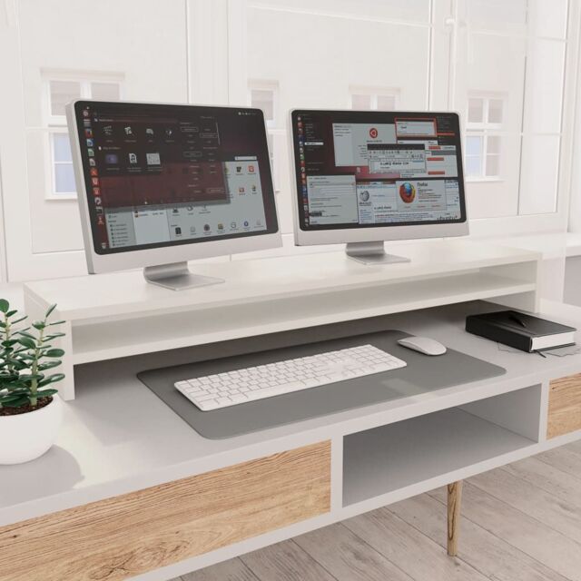 Berkfield Home Monitor Stand White 100x24x13 cm Engineered Wood - Size: 100 x 24 x 13 cm - image 1