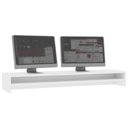 Berkfield Home Monitor Stand White 100x24x13 cm Engineered Wood - Size: 100 x 24 x 13 cm - thumbnail 3