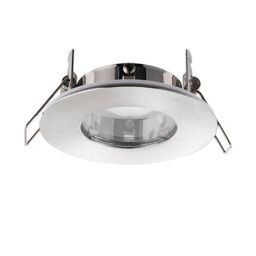 Netlighting Speculo LED Fire Rated 1 Light Bathroom Recessed Light Brushed Chrome Plate Glass IP65 in Grey