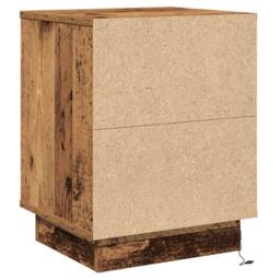 Berkfield Home Bedside Cabinet with LED Lights Old Wood 39x34.5x50 cm in Brown - thumbnail 8