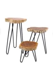 KDMD Set of 3 Whitewash Wooden Plant Stands with Hairpin Legs in Brown - thumbnail 8