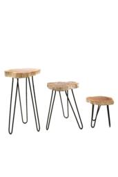 KDMD Set of 3 Whitewash Wooden Plant Stands with Hairpin Legs in Brown - thumbnail 3