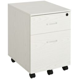 VINSETTO 2-Drawer Locking Office Filing Cabinet 5 Wheels Rolling Storage in White - thumbnail 2