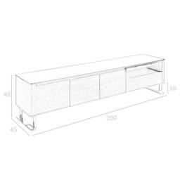 Angel Cerda Walnut TV Unit with Black Tempered Glass Top & Chrome in Brown - thumbnail 7