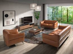 Angel Cerda Walnut TV Unit with Black Tempered Glass Top & Chrome in Brown - thumbnail 4