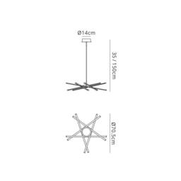 Netlighting Star Pendant Chrome 69cm 3700lm 42W Dimmable LED in Silver - thumbnail 2