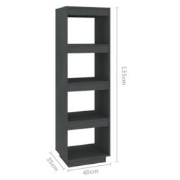 Berkfield Home Book Cabinet/Room Divider Grey 40x35x135 cm Solid Pinewood - Size: 40 x 35 x 135 cm - thumbnail 8