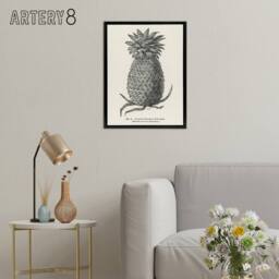 "Artery8 Vintage Black White Pineapple Illustration Wright Framed Canvas Art - Size: W18"" x H24""" - thumbnail 3