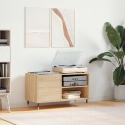 Berkfield Home Record Cabinet Sonoma Oak 85x38x48 cm Engineered Wood in Brown - Size: 85 x 38 x 48 cm - thumbnail 1