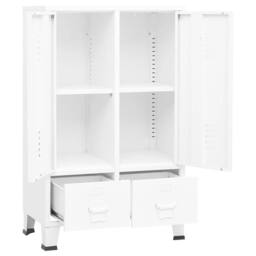 Berkfield Home Industrial Wardrobe White 67x35x107 cm Steel - Size: 67 x 35 x 107 cm - thumbnail 6