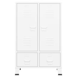 Berkfield Home Industrial Wardrobe White 67x35x107 cm Steel - Size: 67 x 35 x 107 cm - thumbnail 3
