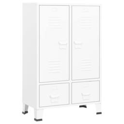 Berkfield Home Industrial Wardrobe White 67x35x107 cm Steel - Size: 67 x 35 x 107 cm - thumbnail 2