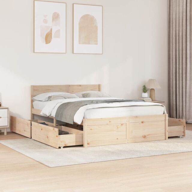 Berkfield Home Bed Frame without Mattress 120x200 cm Solid Wood Pine in Brown - Size: Small Double - image 1