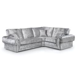 Furnishings For Less UK Chelsea Crushed Velvet Large 4 Seater Corner Sofa 2 Corner 1 Rolled Arms in Silver - thumbnail 1