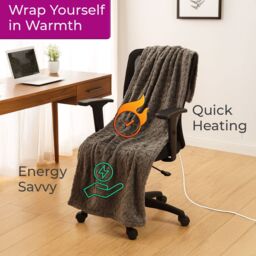 Neo Electric Cable Knit Effect Heated Throw Reversible Blanket in Grey - Size: 130 cm x160 cm - thumbnail 5