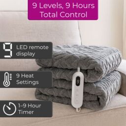 Neo Electric Cable Knit Effect Heated Throw Reversible Blanket in Grey - Size: 130 cm x160 cm - thumbnail 3