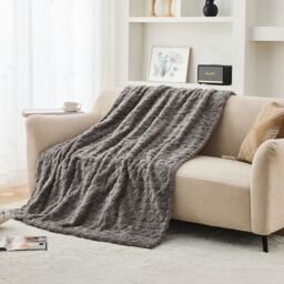 Neo Electric Cable Knit Effect Heated Throw Reversible Blanket in Grey - Size: 130 cm x160 cm - thumbnail 2