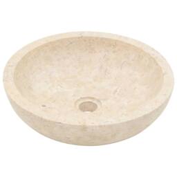 Berkfield Home Bathroom Vanity Cabinet with Cream Marble Sinks Solid Wood Teak in Beige - thumbnail 5