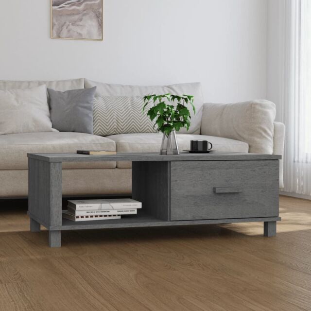 Berkfield Home Coffee Table HAMAR Dark Grey 100x55x35 cm Solid Wood Pine - Size: 100 x 55 x 35 cm - image 1