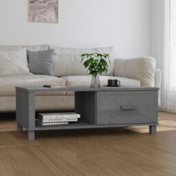 Berkfield Home Coffee Table HAMAR Dark Grey 100x55x35 cm Solid Wood Pine - Size: 100 x 55 x 35 cm