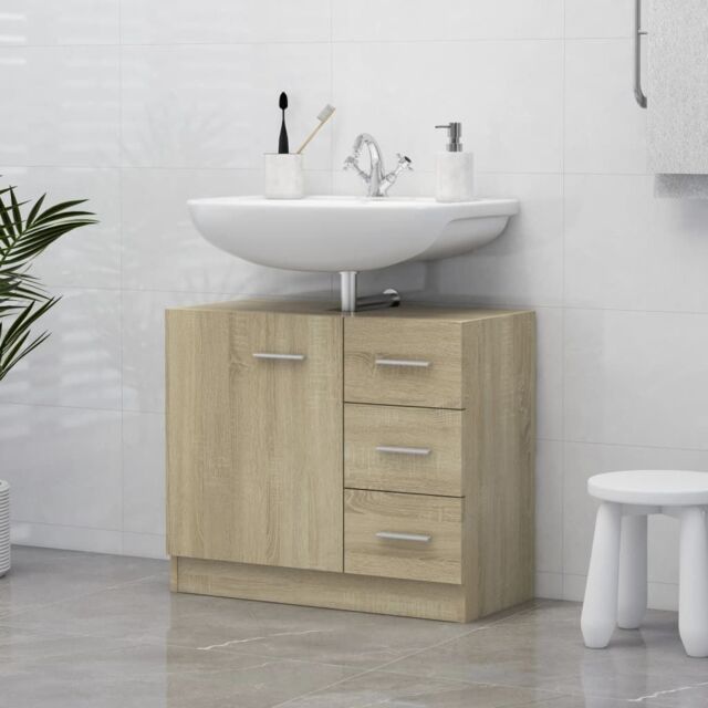 Berkfield Home Sink Cabinet Sonoma Oak 63x30x54 cm Engineered Wood in Brown - Size: 63 x 30 x 54 cm - image 1