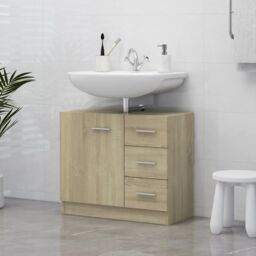 Berkfield Home Sink Cabinet Sonoma Oak 63x30x54 cm Engineered Wood in Brown - Size: 63 x 30 x 54 cm - thumbnail 1