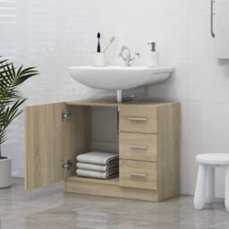 Berkfield Home Sink Cabinet Sonoma Oak 63x30x54 cm Engineered Wood in Brown - Size: 63 x 30 x 54 cm - thumbnail 3